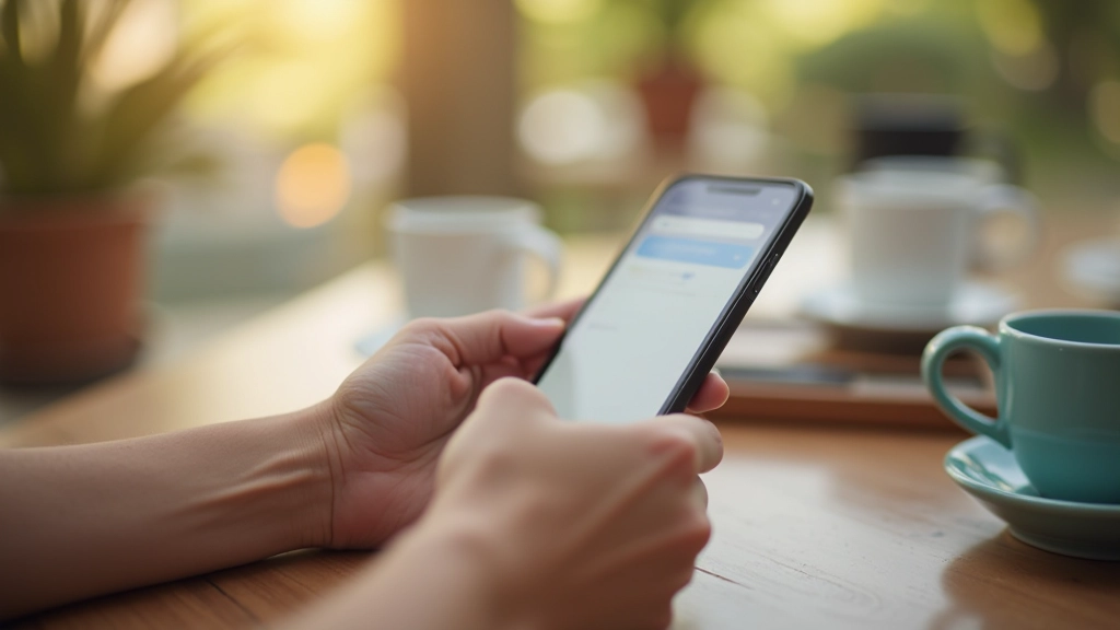 Persona usando aplicación bancaria en smartphone para revisar gastos
